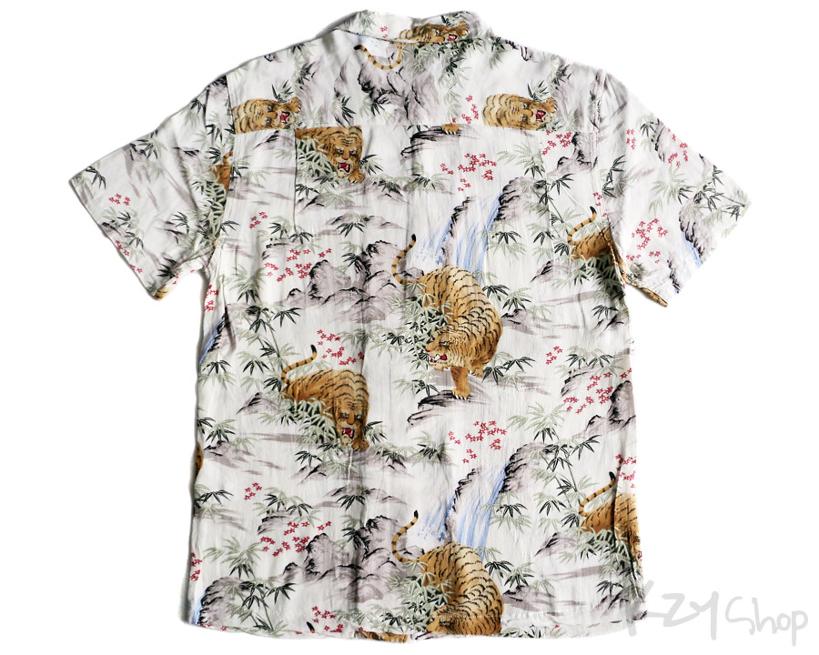 เสื้อฮาวายลายญี่ปุ่น Oniwa soto ลาย เสือ น้ำตก