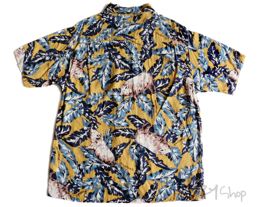 เสื้อฮาวายลายญี่ปุ่น drug store's ลาย หมู ใบไม้