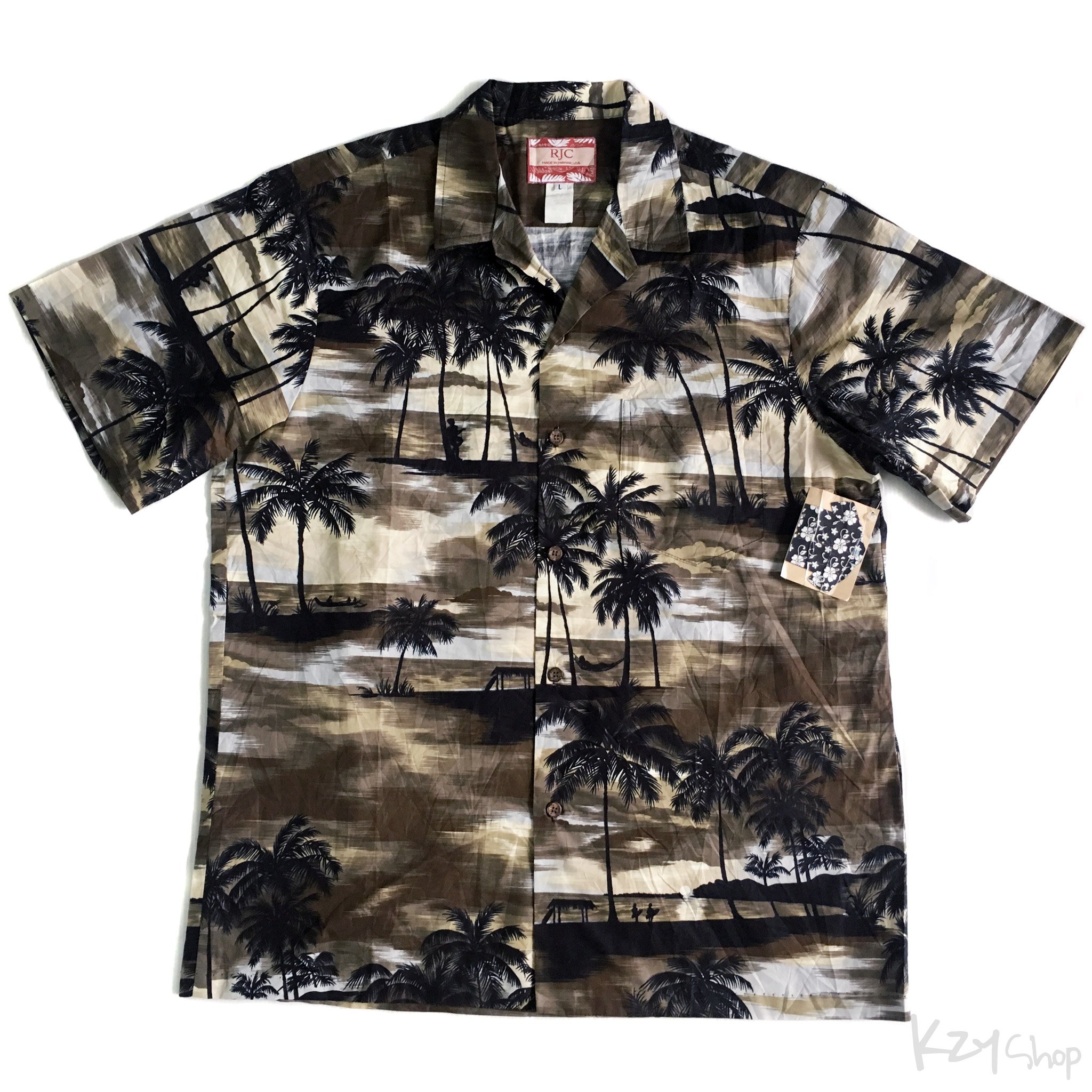 เสื้อฮาวาย RJC ลาย วิวชายทะเล ต้นมะพร้าว