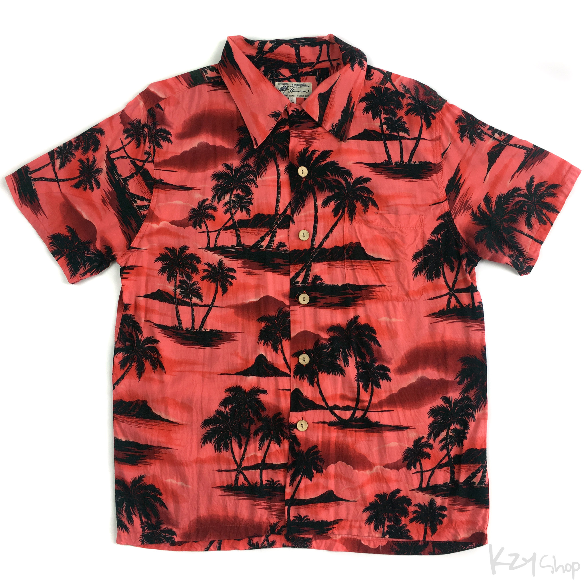 เสื้อฮาวาย ORIGINAL Hawaiian ลาย วิวทะเล ต้นมะพร้าว