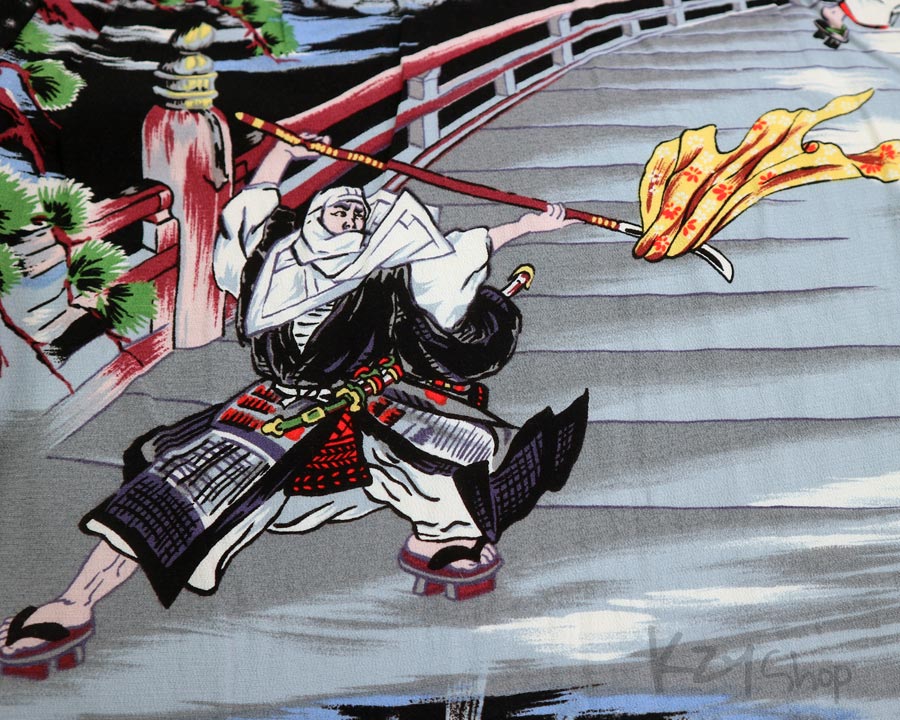 เสื้อฮาวายลายญี่ปุ่น GRAMMY ลาย เอเลี่ยน & นักรบญี่ปุ่น (Benkei and Yoshitsune)