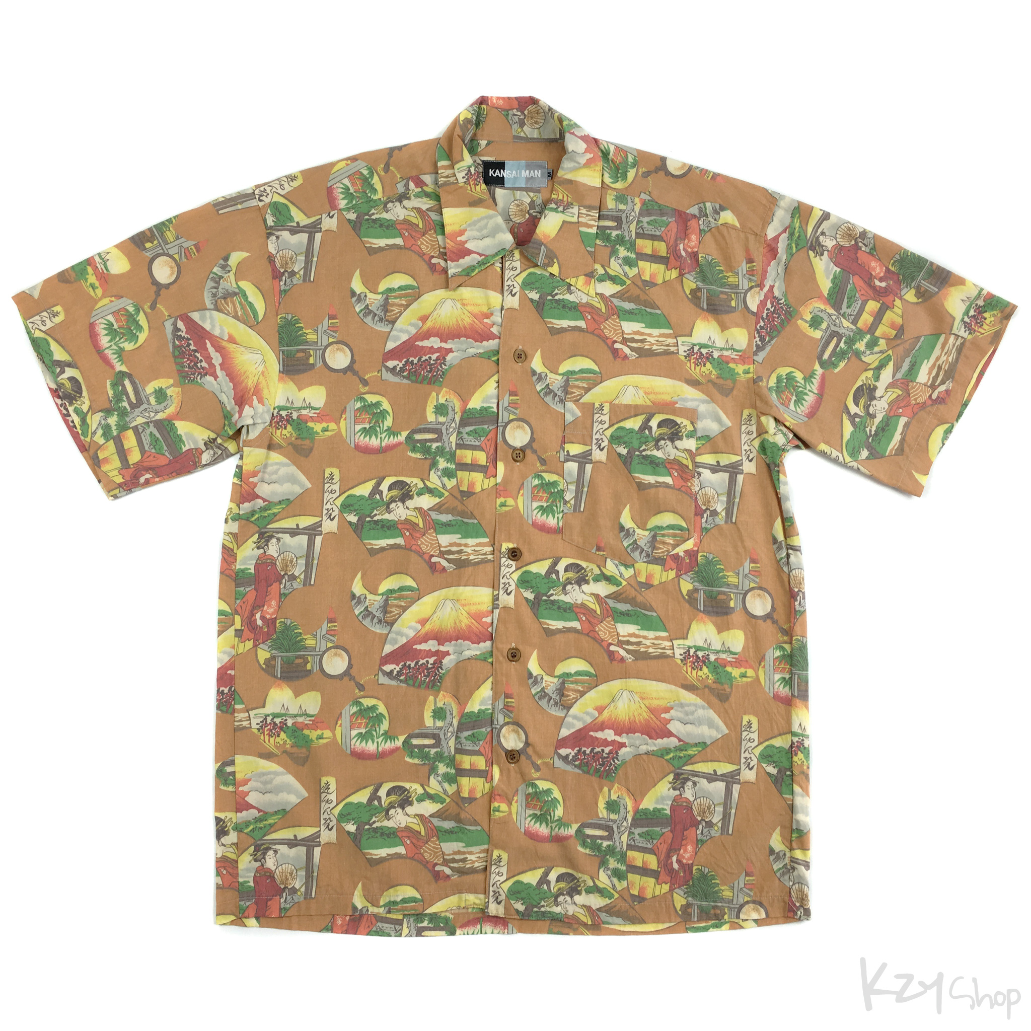  เสื้อฮาวายลายญี่ปุ่น KANSAI MAN ลาย เกอิชา ต้นไผ่ ภูเขาไฟฟูจิ