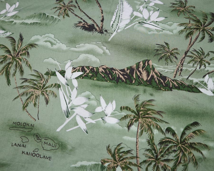 เสื้อฮาวาย Palmwave ลาย เกาะ วิวทะเล คนเล่นกระดานโต้คลื่น