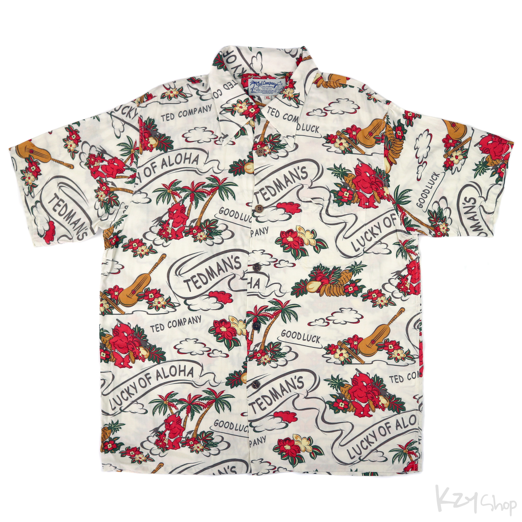 เสื้อฮาวาย TEDMAN - LUCKY OF ALOHA (White)