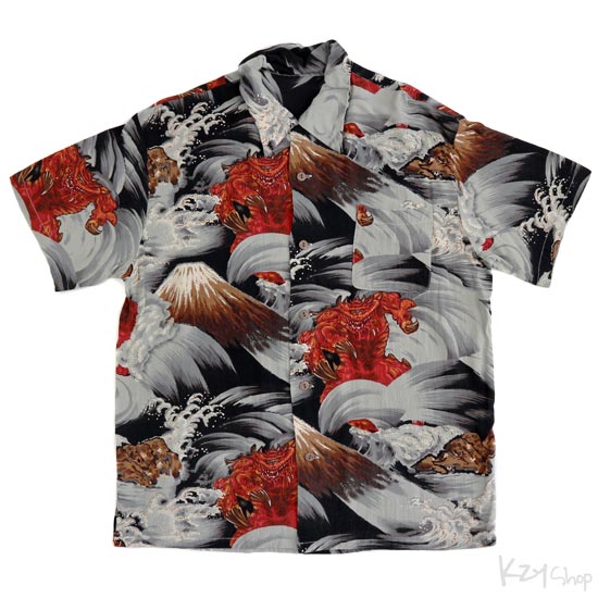 เสื้อฮาวายลายญี่ปุ่น unknow ลาย ปีศาจตาเดียวกับภูเขาไฟ