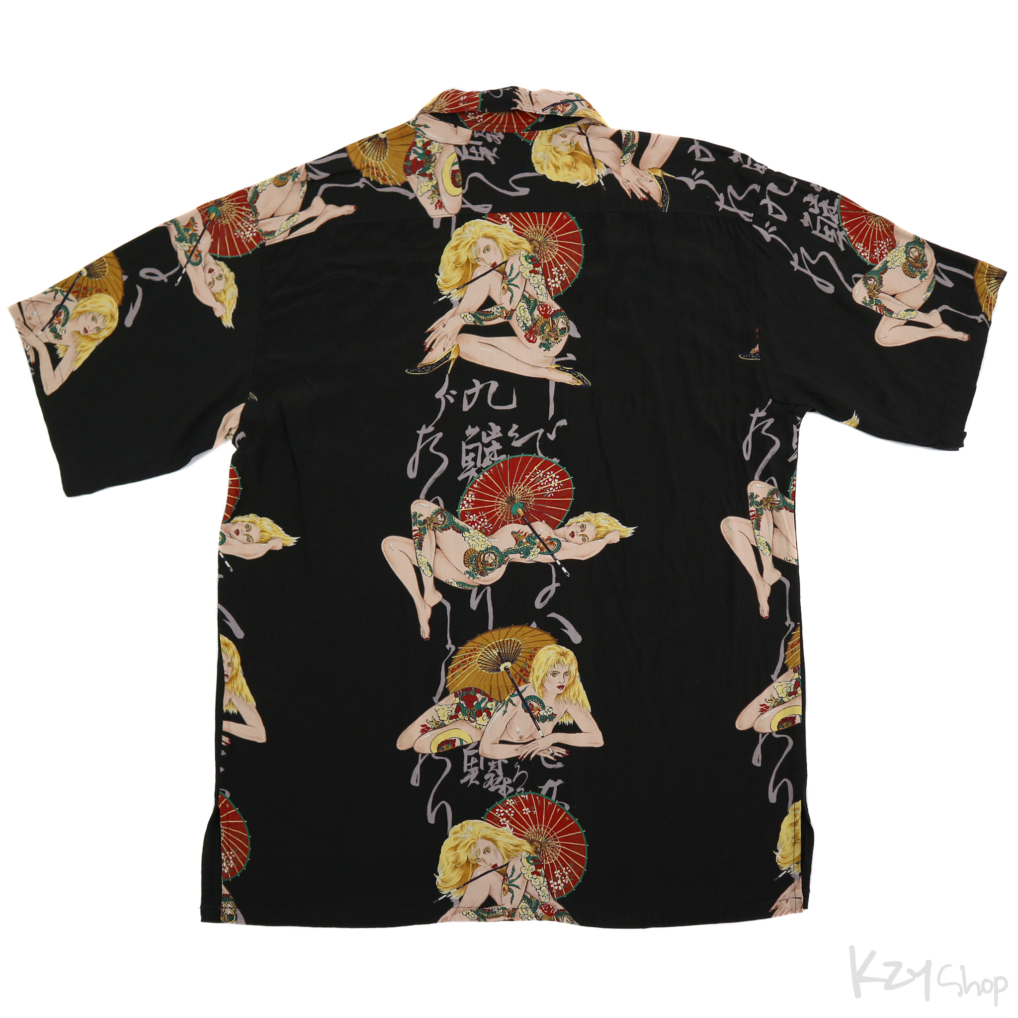 เสื้อฮาวายลายญี่ปุ่น Leoz ลาย สาวรอยสักกับร่มญี่ปุ่น