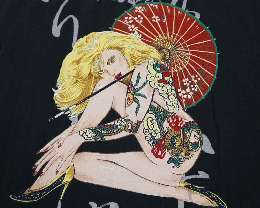 เสื้อฮาวายลายญี่ปุ่น Leoz ลาย สาวรอยสักกับร่มญี่ปุ่น