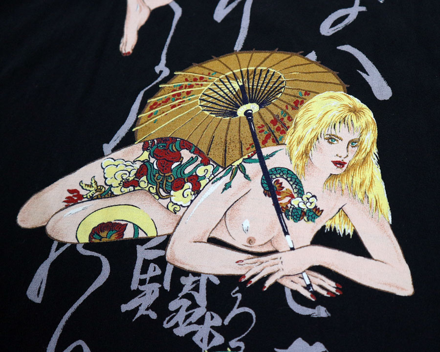 เสื้อฮาวายลายญี่ปุ่น Leoz ลาย สาวรอยสักกับร่มญี่ปุ่น