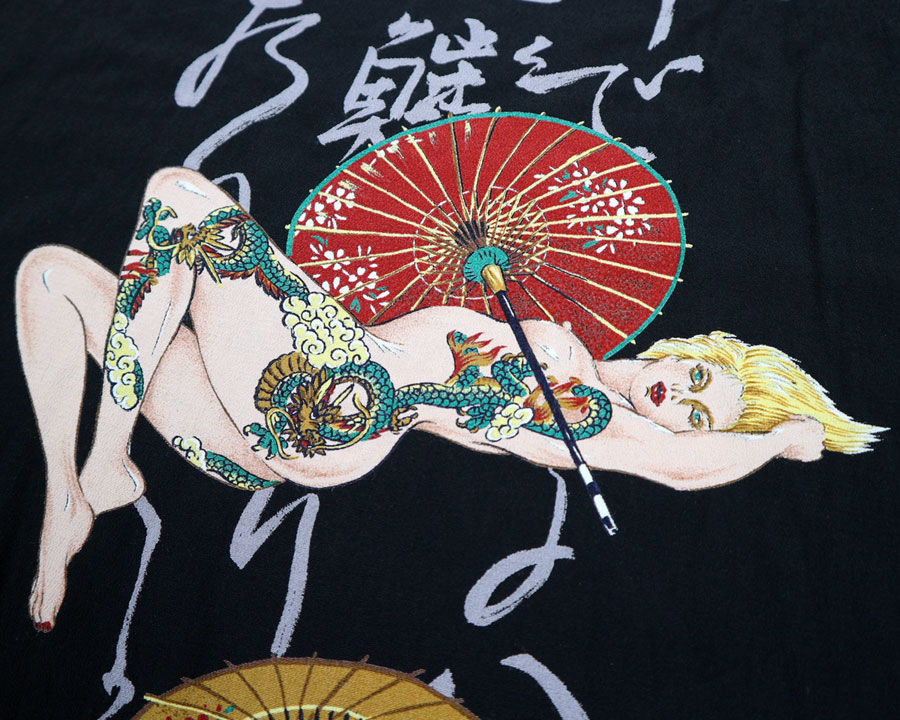 เสื้อฮาวายลายญี่ปุ่น Leoz ลาย สาวรอยสักกับร่มญี่ปุ่น