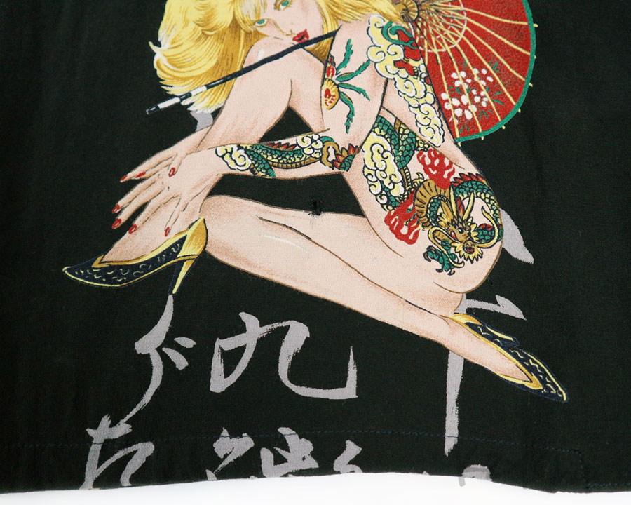 เสื้อฮาวายลายญี่ปุ่น Leoz ลาย สาวรอยสักกับร่มญี่ปุ่น