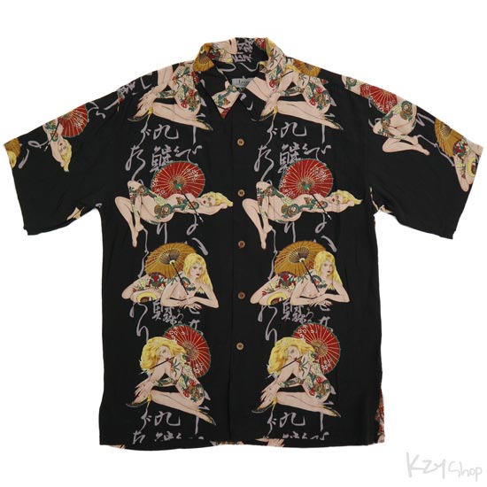 เสื้อฮาวายลายญี่ปุ่น Leoz ลาย สาวรอยสักกับร่มญี่ปุ่น