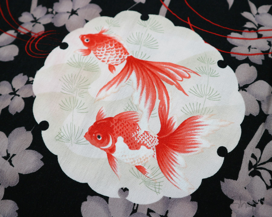 เสื้อฮาวายลายญี่ปุ่น Oniwa soto ลาย ปลาทองกับพัด