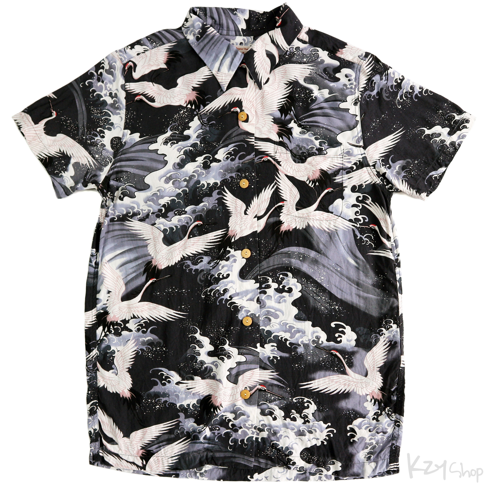 เสื้อฮาวายลายญี่ปุ่น Kaluluwa ลาย นกกระเรียน