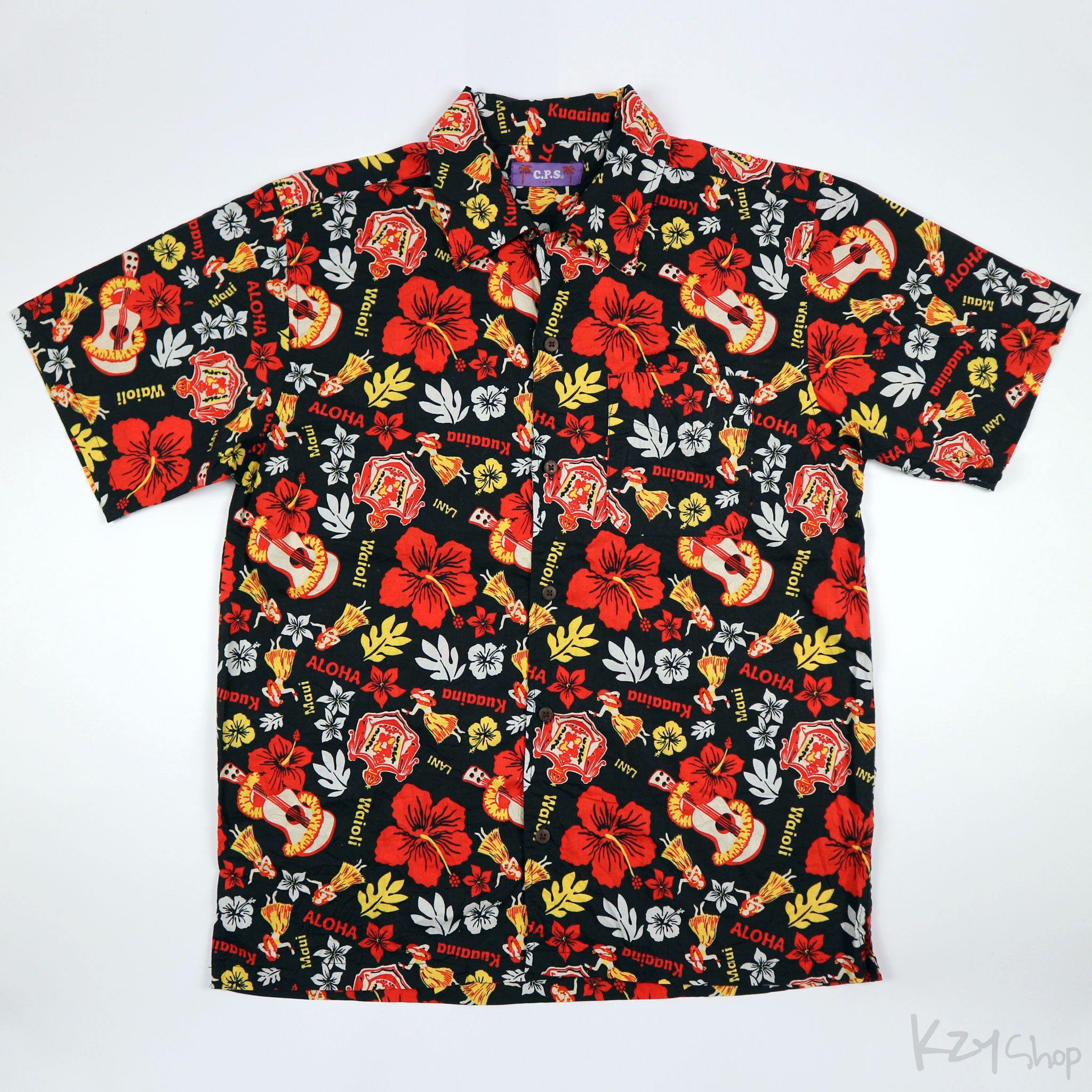 เสื้อฮาวาย C.P.S ลาย สาวฮูล่า อูคูเลเล่