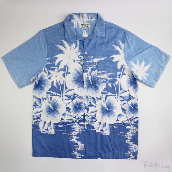 เสื้อฮาวาย ALOHA Hawaiian ลาย วิวทะเล ดอกไม้ ต้นมะพร้าว