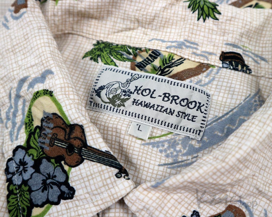 เสื้อฮาวาย HOL BROOK ลาย เกาะ สาวฮูล่า อูคูเลเล่