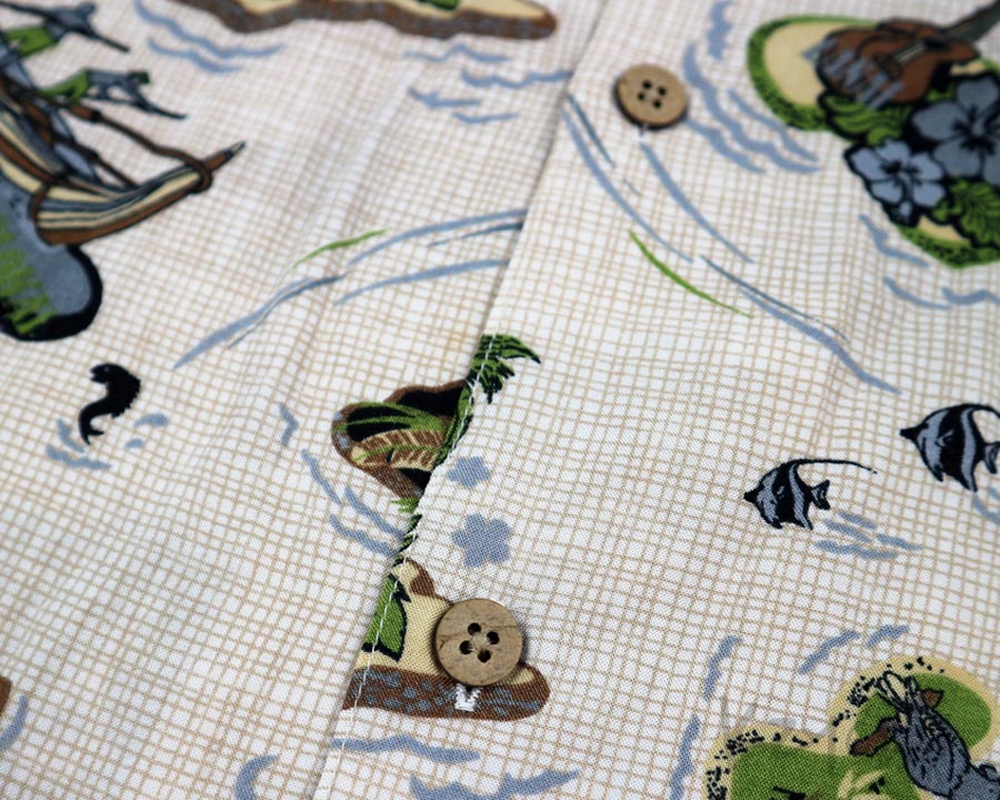 เสื้อฮาวาย HOL BROOK ลาย เกาะ สาวฮูล่า อูคูเลเล่