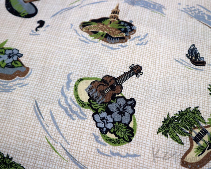 เสื้อฮาวาย HOL BROOK ลาย เกาะ สาวฮูล่า อูคูเลเล่