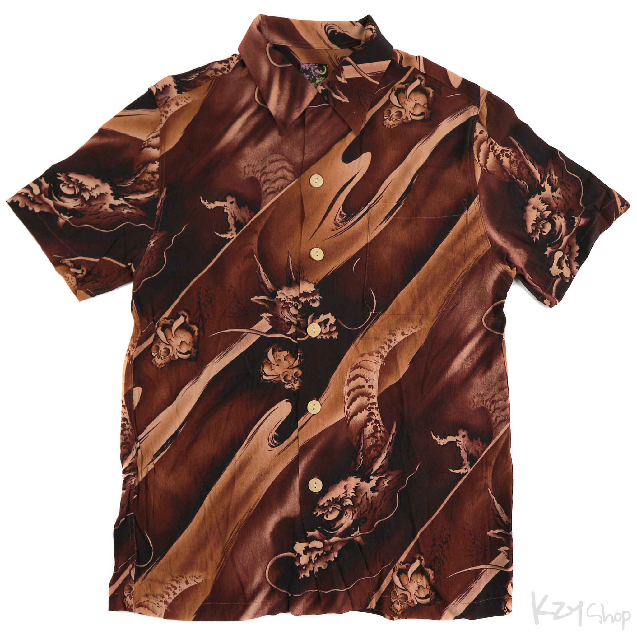 เสื้อฮาวายลายญี่ปุ่น Oniwa soto ลาย มังกรถือหัวกะโหลก