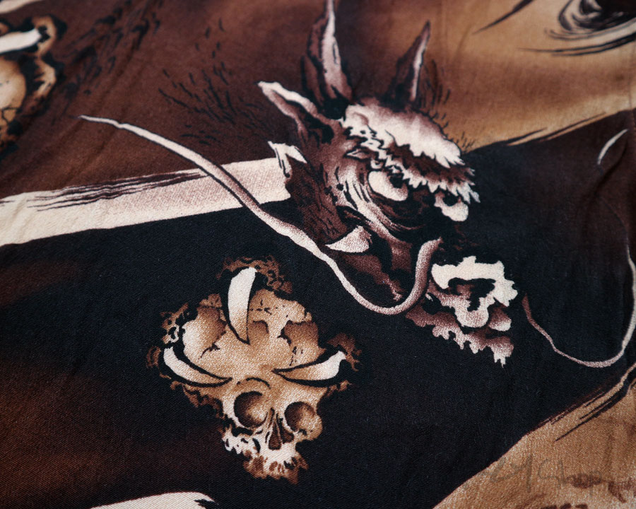 เสื้อฮาวายลายญี่ปุ่น Oniwa soto ลาย มังกรถือหัวกะโหลก