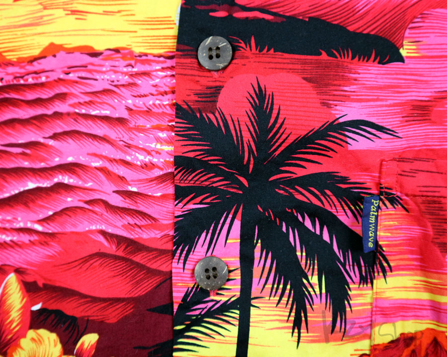 เสื้อฮาวาย Palmwave ลาย คนเล่นกระดานโต้คลื่น