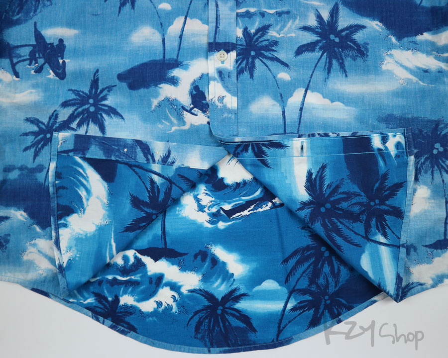 เสื้อฮาวาย Hurley ลาย วิวทะเล ต้นมะพร้าว