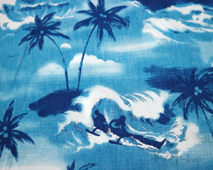เสื้อฮาวาย Hurley ลาย วิวทะเล ต้นมะพร้าว