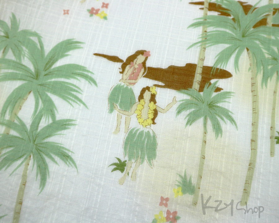 เสื้อฮาวาย marna ลาย สาวฮูล่า ต้นมะพร้าว