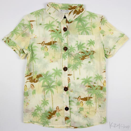เสื้อฮาวาย marna ลาย สาวฮูล่า ต้นมะพร้าว