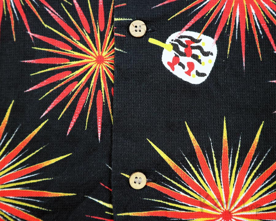 เสื้อฮาวายลายญี่ปุ่น Aloha Centen Clease ลาย พัดกับดอกไม้ไฟ