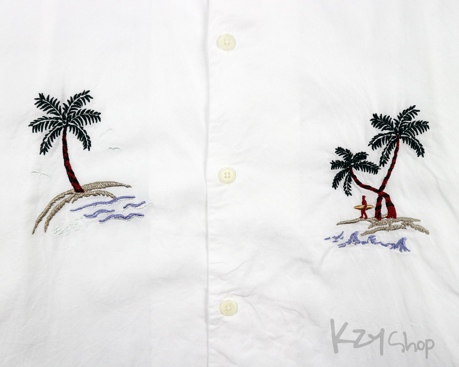  เสื้อฮาวาย GU ปักลาย เกาะวิวทะเล