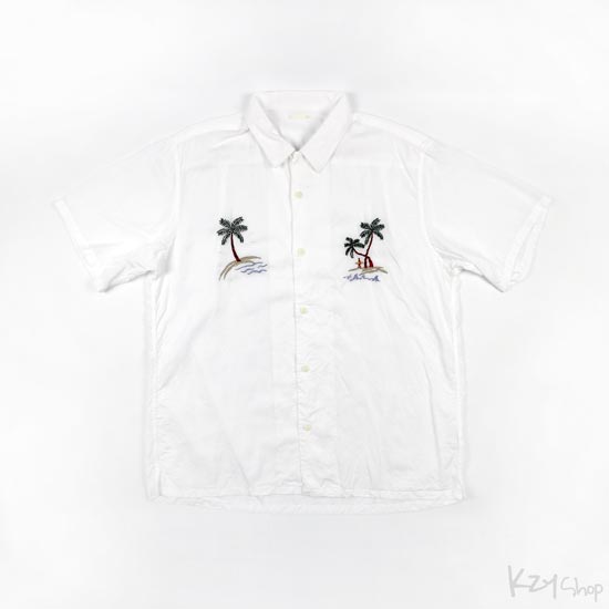 เสื้อฮาวาย GU ปักลาย เกาะวิวทะเล