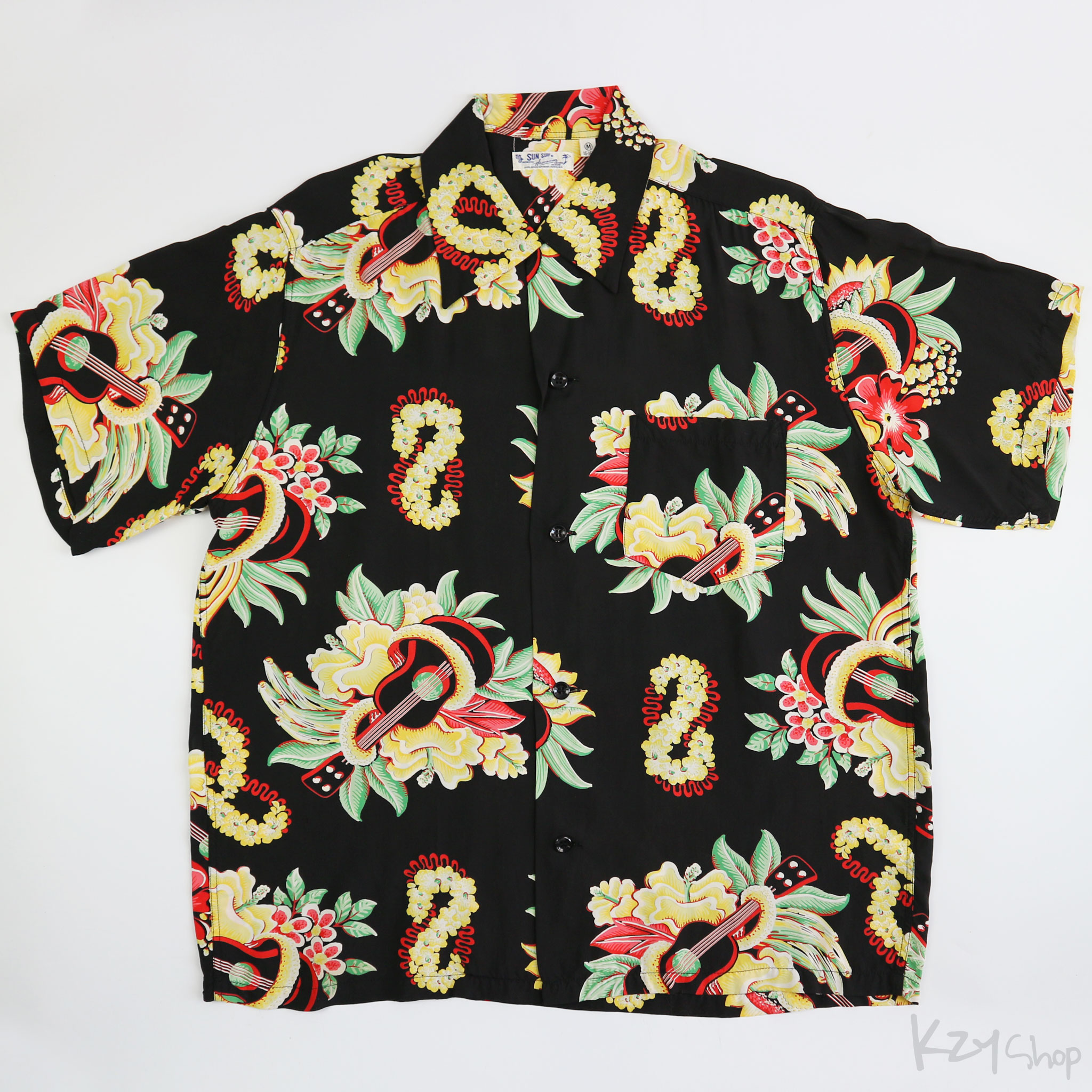 เสื้อฮาวาย SUN SURF - MACINTOSH UKULELE (Black)