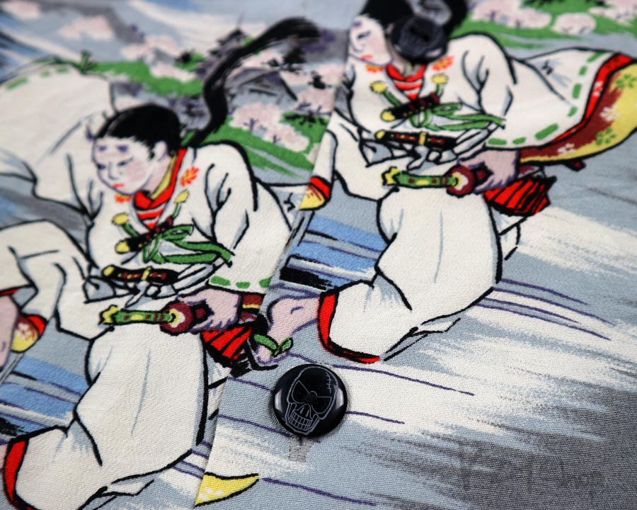 เสื้อฮาวายลายญี่ปุ่น GARCON WAVE ลาย เอเลี่ยน & นักรบญี่ปุ่น (Benkei and Yoshitsune)