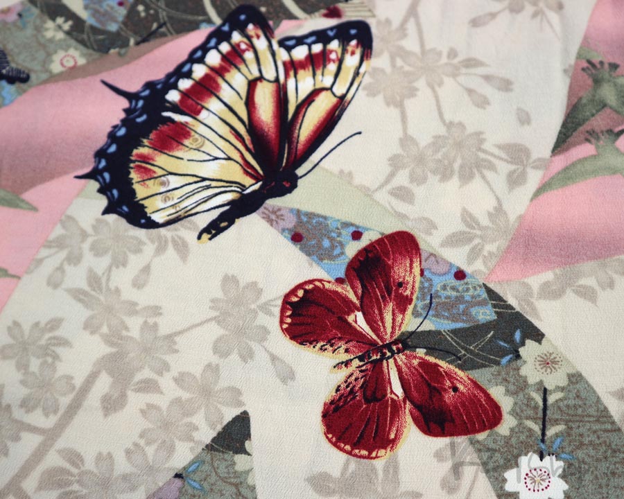 เสื้อฮาวายลายญี่ปุ่น  HOUSTON  ลาย ผีเสื้อ ริบบิ้น