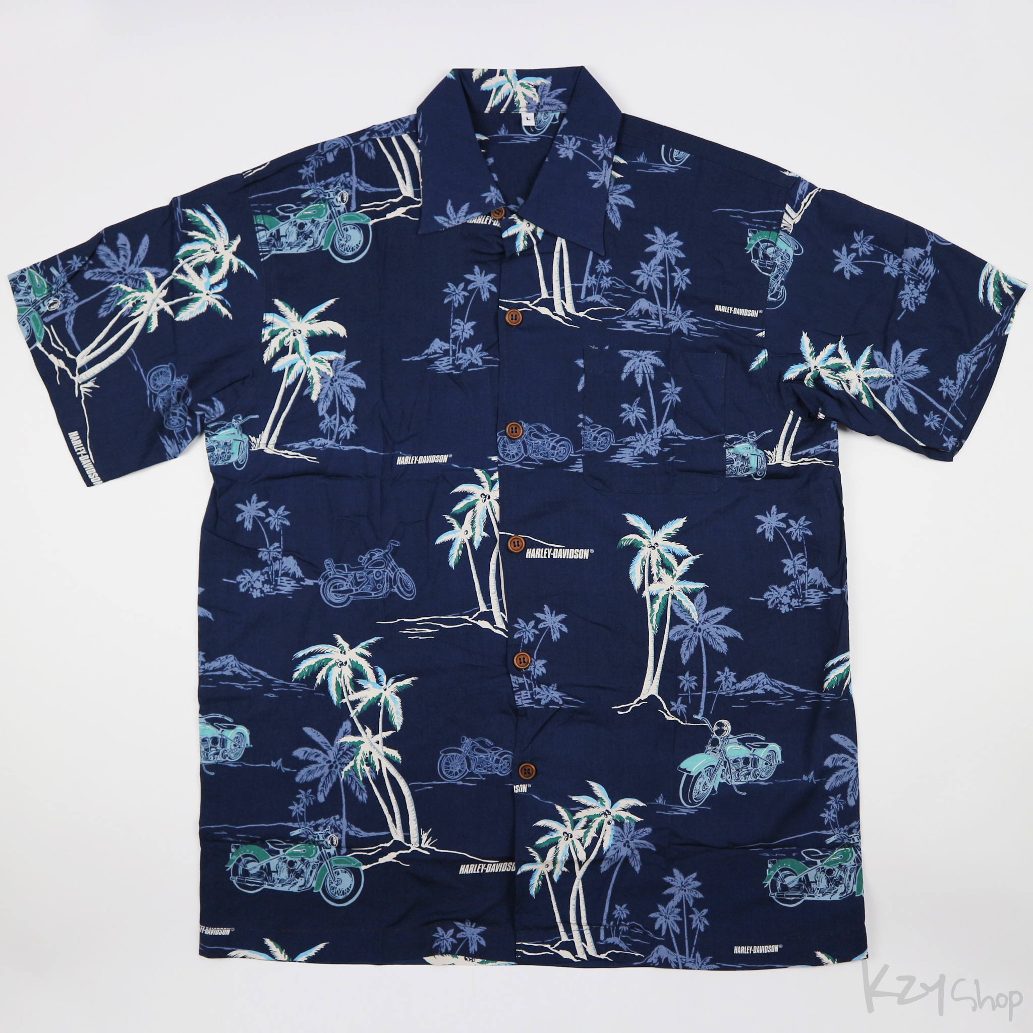เสื้อฮาวาย UNDERLINE - HARLEY DAVIDSON (NAVY)
