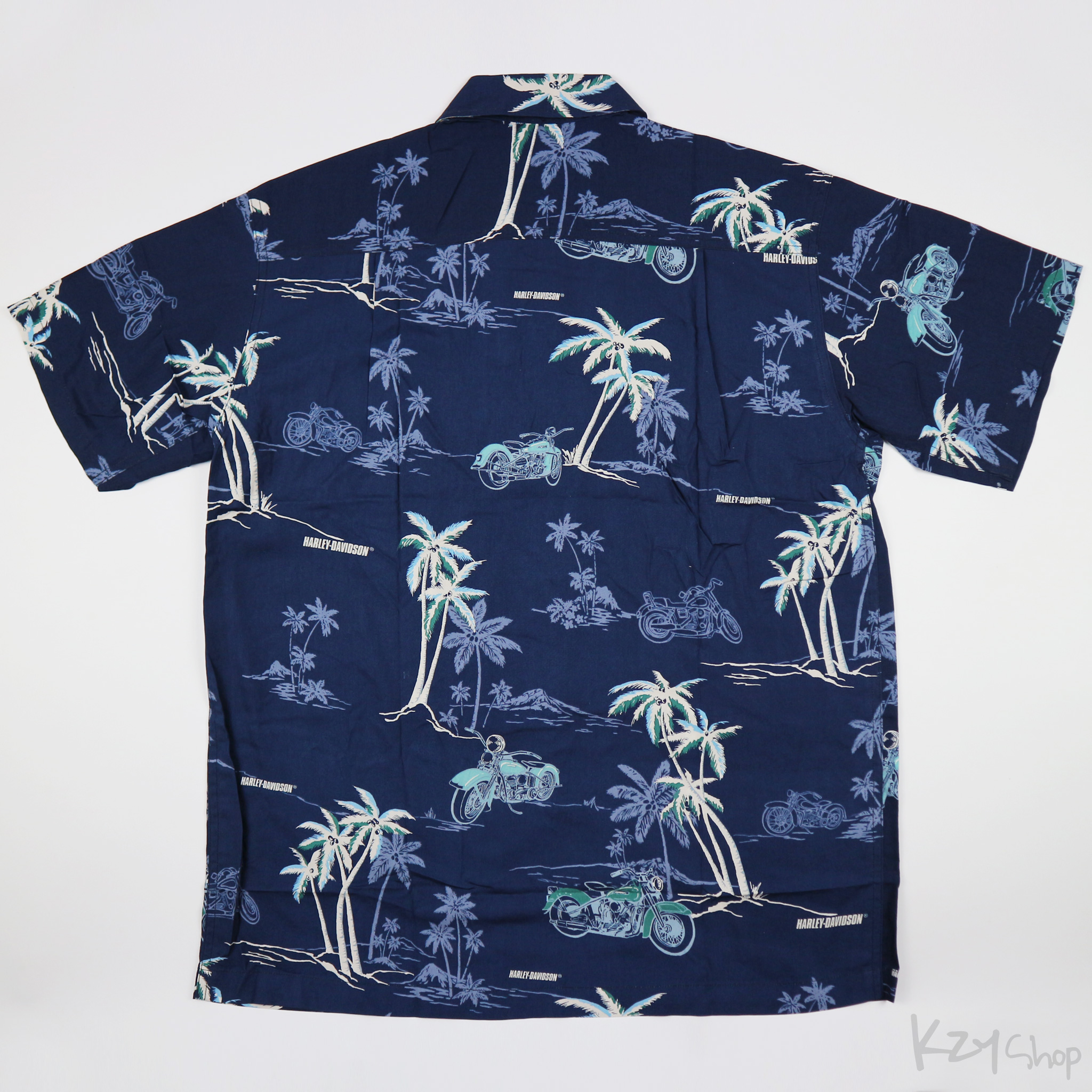 เสื้อฮาวาย UNDERLINE - HARLEY DAVIDSON (NAVY)