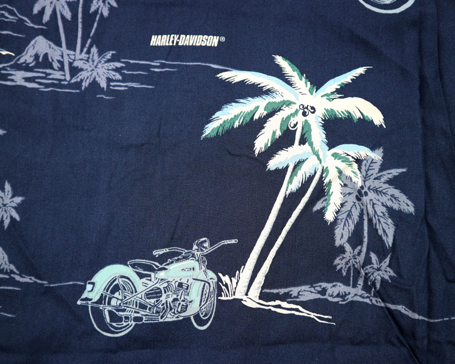 เสื้อฮาวาย UNDERLINE - HARLEY DAVIDSON (NAVY)