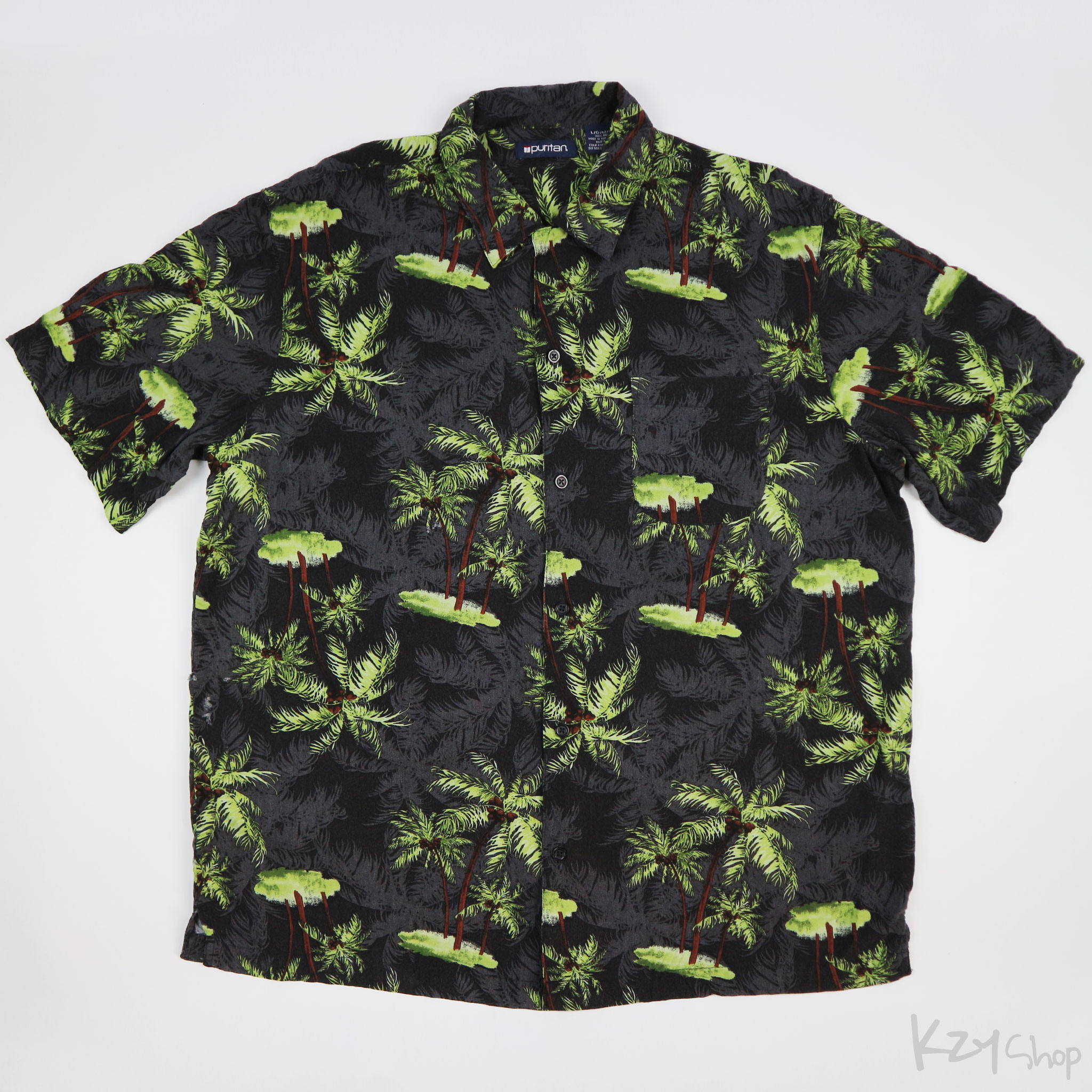 เสื้อฮาวาย  puritan  ลาย ต้นมะพร้าว