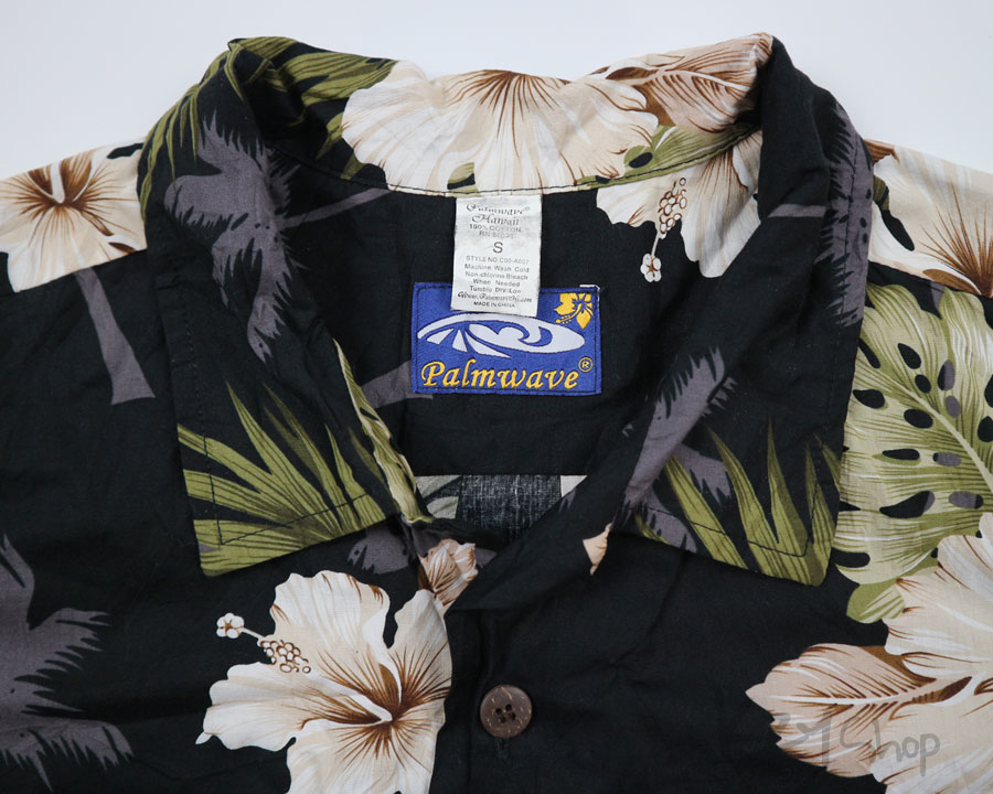 เสื้อฮาวาย Palmwave ลาย ต้นมะพร้าว ดอกไม้