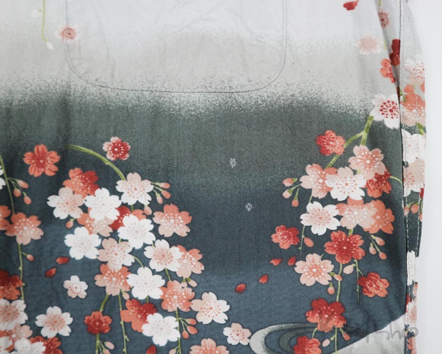 เสื้อฮาวายลายญี่ปุ่น Liquid Aloha ลาย ภูเขาไฟกับดอกซากุระ