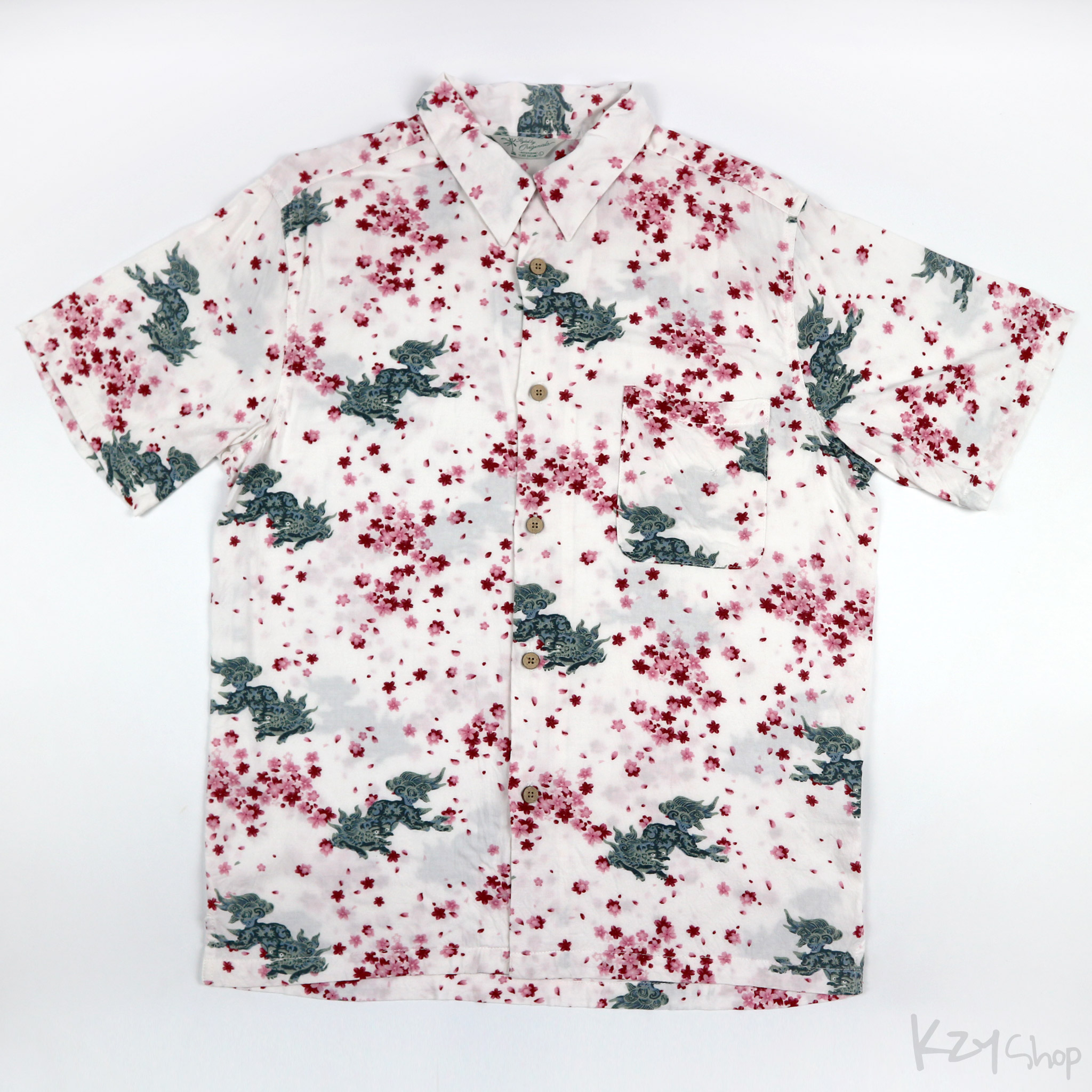  เสื้อฮาวายลายญี่ปุ่น Styled by Originals ลาย สิงห์กับดอกซากุระ