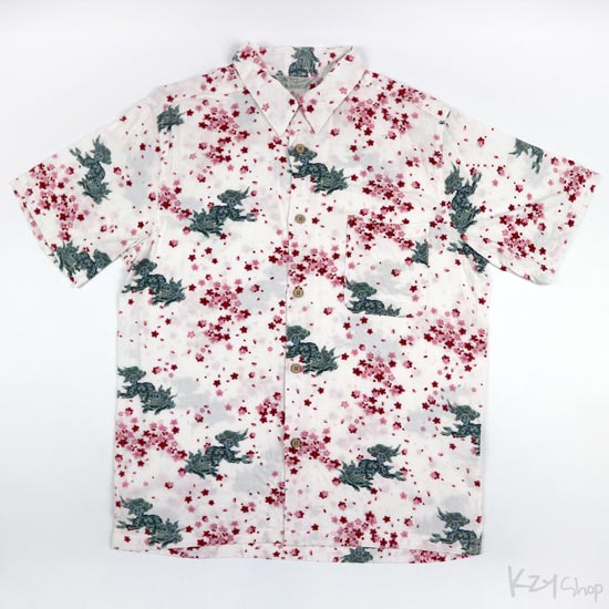 เสื้อฮาวายลายญี่ปุ่น Styled by Originals ลาย สิงห์กับดอกซากุระ