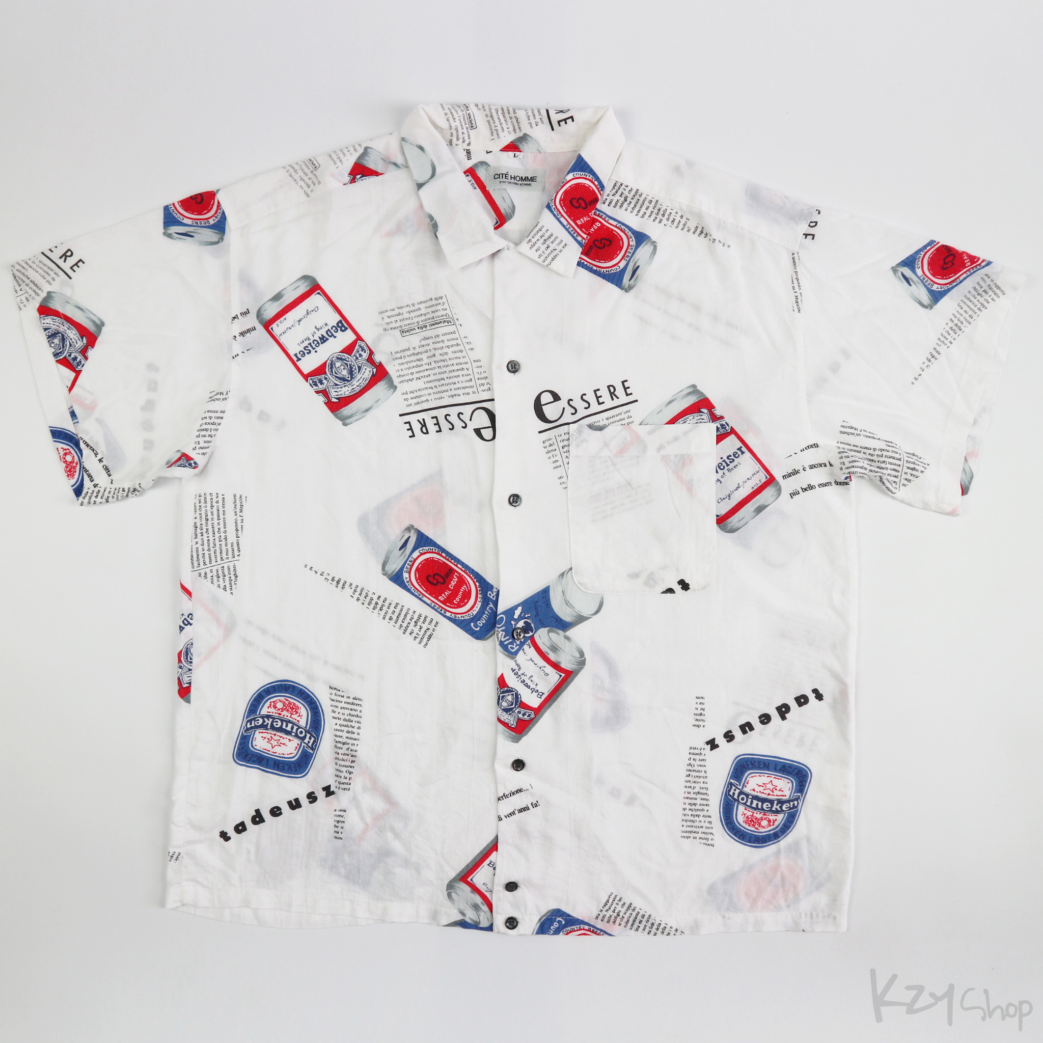 เสื้อฮาวาย CITE HOMME ลาย ล้อเลียนยี่ห้อเบียร์