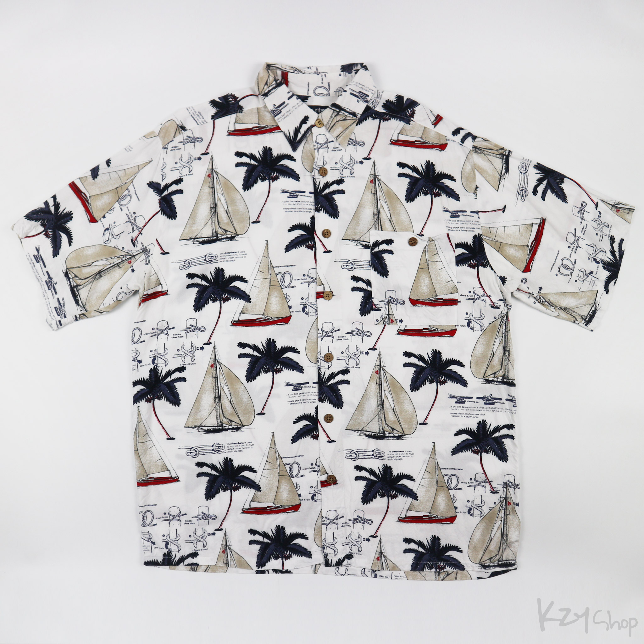 เสื้อฮาวาย puritan ลาย เรือใบ