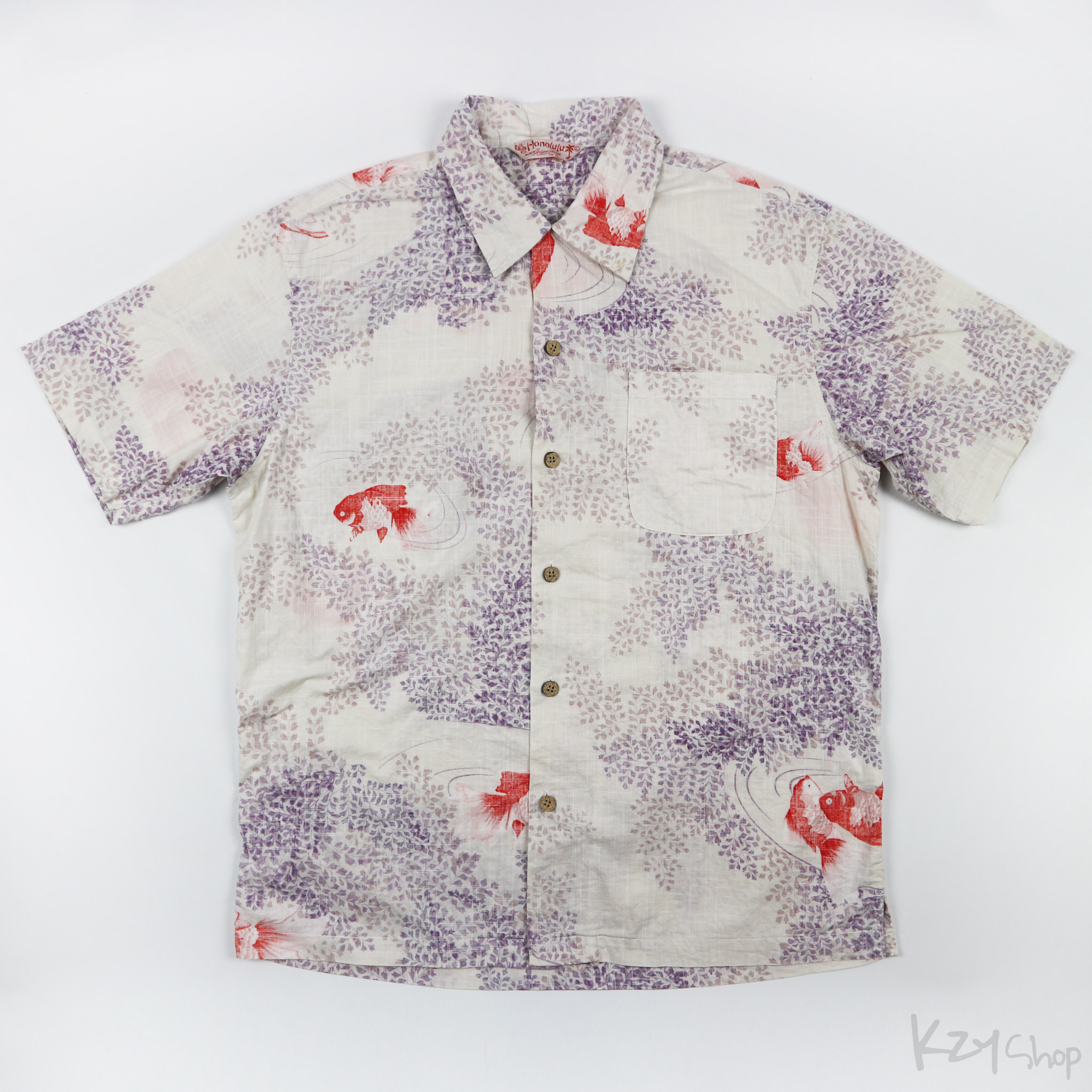 เสื้อฮาวายลายญี่ปุ่น Honolulu taste of Hawaiian ลาย ปลาทอง