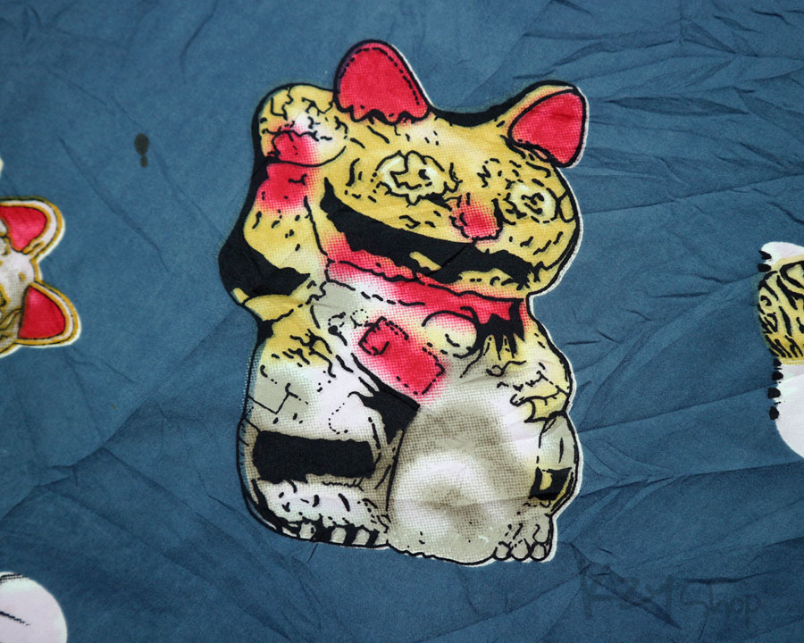 เสื้อฮาวายลายญี่ปุ่น Waikiki Creations ลาย แมวกวักนำโชค