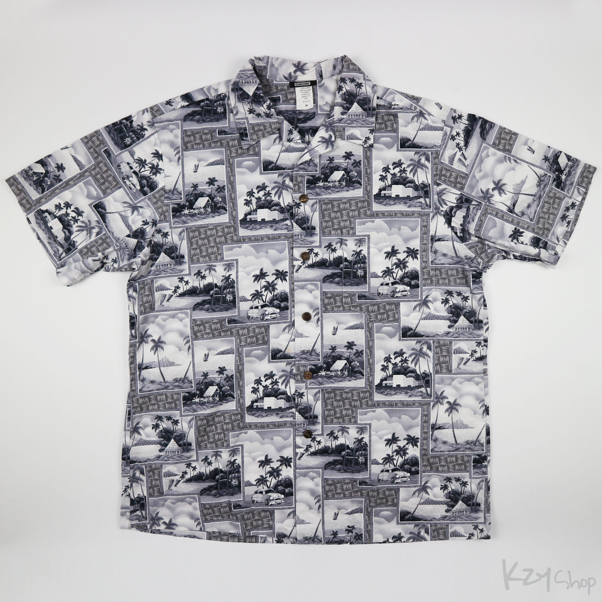 เสื้อฮาวาย SUNSHINE ลาย รถ วิวทะเล