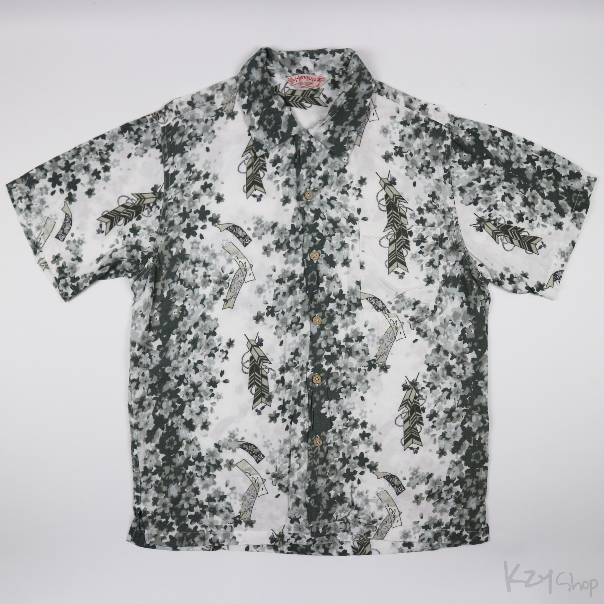 เสื้อฮาวายลายญี่ปุ่น Honolulu taste of Hawaiian ลาย ลาย ริบบิ้น ดอกซากุระ