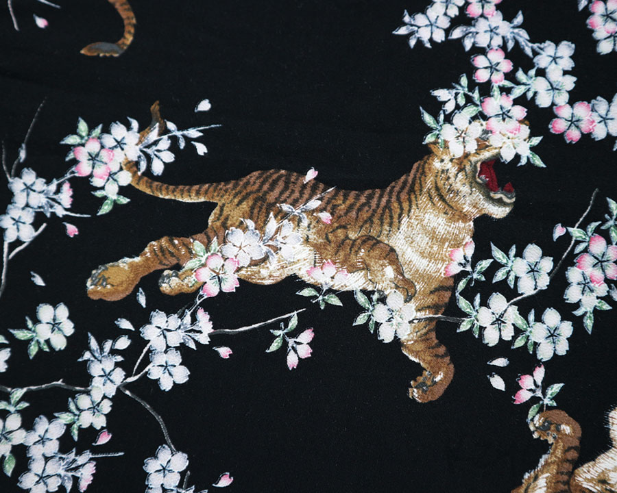 เสื้อฮาวายลายญี่ปุ่น Kaluluwa ลาย เสือกับดอกซากุระ